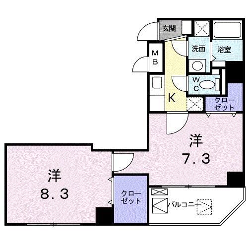 SUPREMEシュプリーム(2K/4階)の間取り写真