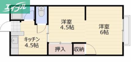 たつみコーポ(2DK/2階)の間取り写真