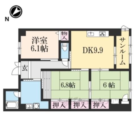メゾン京町(3LDK/4階)の間取り写真