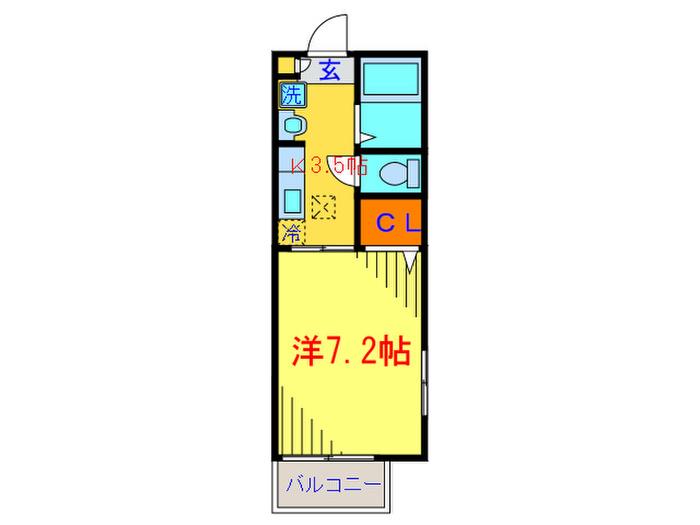 メゾンボヌールB(1K/2階)の間取り写真