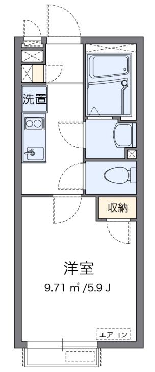 サンザシ(1K/2階)の間取り写真