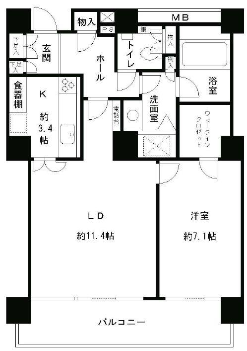 RIVER POINT TOWER(1LDK/17階)の間取り写真