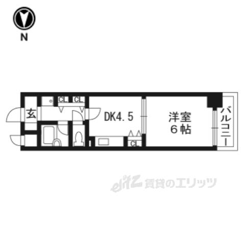 エスリード四条河原町(1DK/10階)の間取り写真