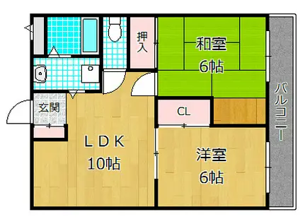 ハーモニーライフ春日(2LDK/4階)の間取り写真