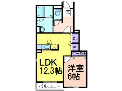 ミニョン723A(1LDK/1階)の間取り写真