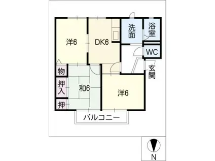 LIFEアミナティ(3DK/2階)の間取り写真