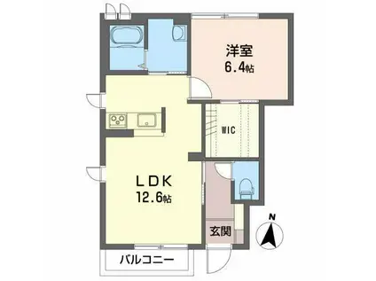 KブランシェH(1LDK/1階)の間取り写真