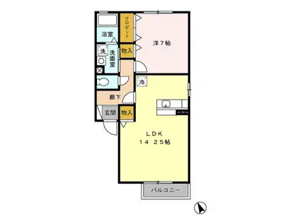 サンフローラル岐阜東(1LDK/2階)の間取り写真
