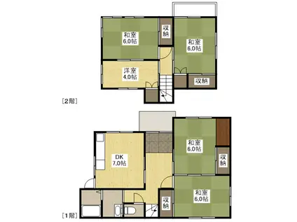 JR福塩線 横尾駅 徒歩28分 2階建 築44年(5DK/1階)の間取り写真