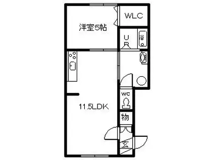 ラフレーズ8条通 A(1LDK/1階)の間取り写真