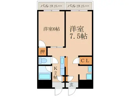 オリンピアマンション(2K/3階)の間取り写真