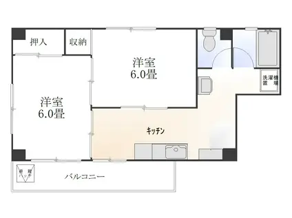 メゾン金子(2K/5階)の間取り写真