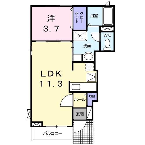 サウスビューFUJI(1LDK/1階)の間取り写真