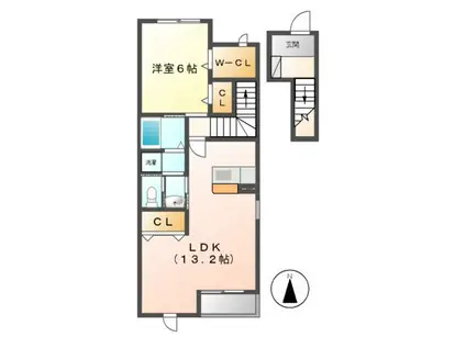 フェリーチェ A棟(1LDK/2階)の間取り写真