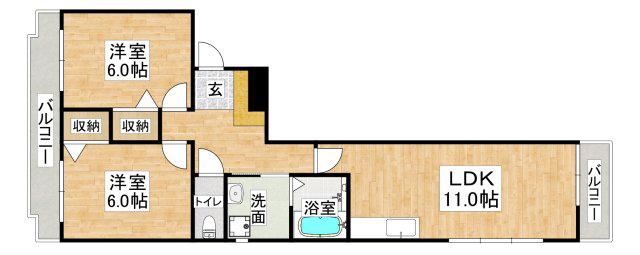 グランドメゾン池上II(2LDK/3階)の間取り写真