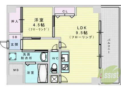 パークモダン新大阪(1LDK/3階)の間取り写真