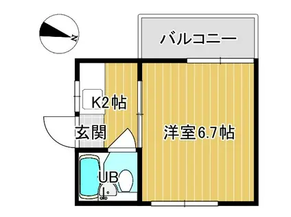 ワンKマンション(1K/2階)の間取り写真