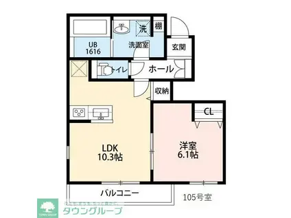 コントレイルII(1LDK/1階)の間取り写真