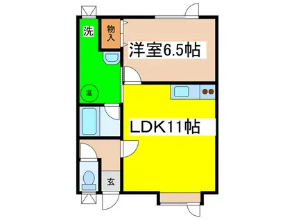 ハイツトトロ(1LDK/1階)の間取り写真
