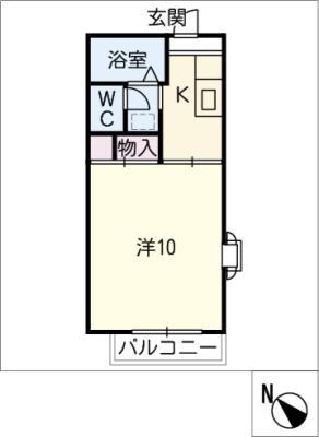 ポテトもろの木(1K/1階)の間取り写真