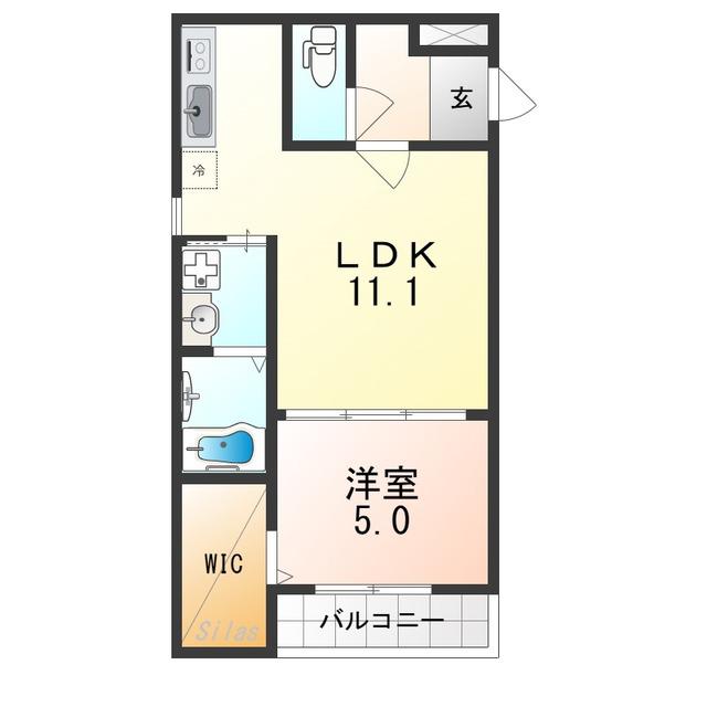 ルナパレスりんくう(1LDK/2階)の間取り写真