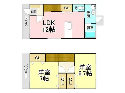 クラッセ永犬丸II(2LDK/1階)の間取り写真