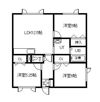 C.H.トヨオカ1.6(3LDK/2階)の間取り写真