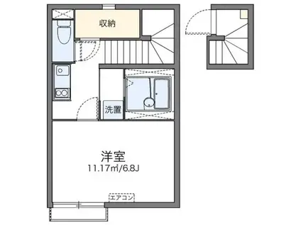 レオネクストグレイス戸坂(1K/2階)の間取り写真