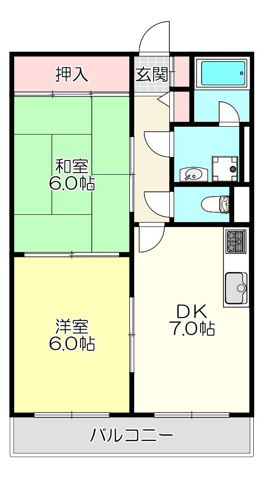 I PLAZA(2DK/4階)の間取り写真