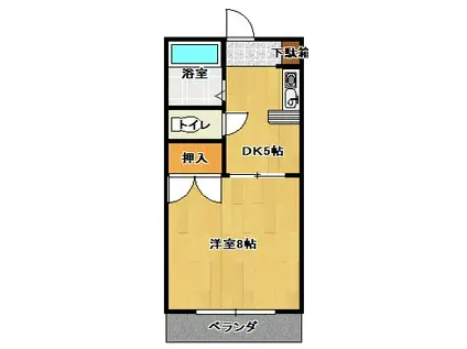 GRANDE(1DK/2階)の間取り写真