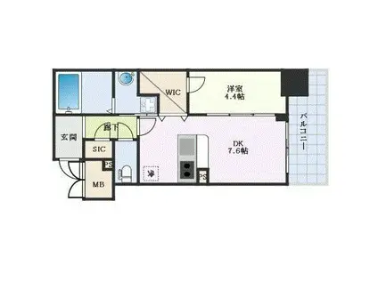 LA WAISON NAMBA ウエスト(1DK/10階)の間取り写真