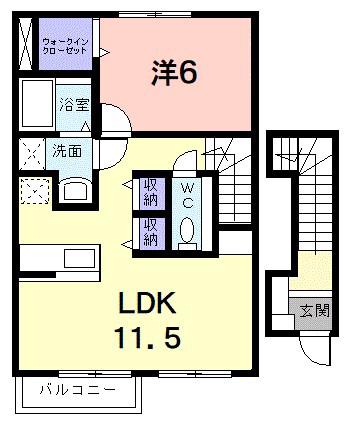 サンリットB(1LDK/2階)の間取り写真