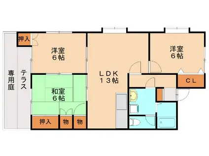 HAPPINESS8 A(3LDK/1階)の間取り写真