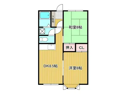 ソレイユI(2DK/2階)の間取り写真