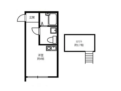 ブランドール北見方(ワンルーム/2階)の間取り写真