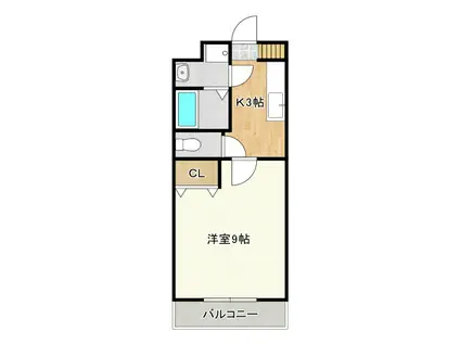 クランマーク(1K/3階)の間取り写真