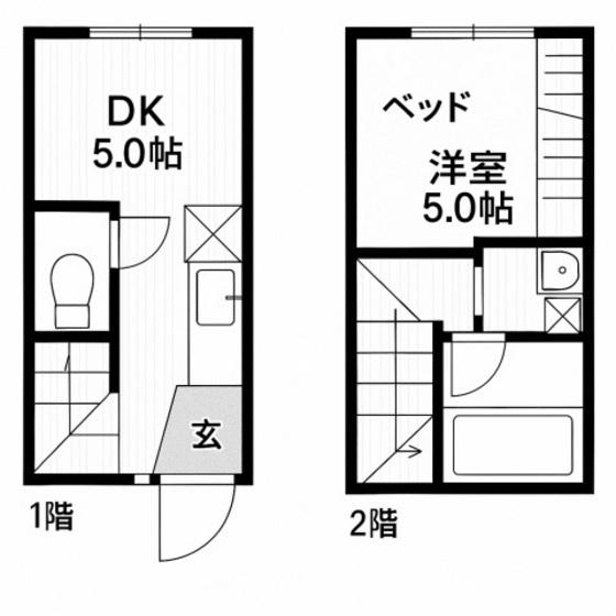 カリブ海老園(1DK/1階)の間取り写真