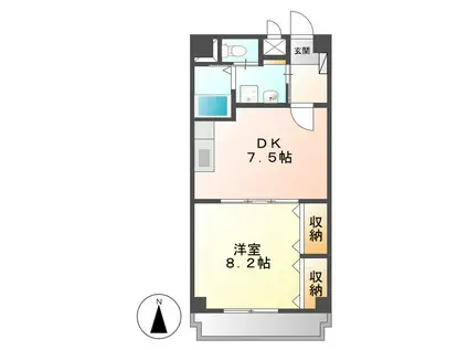 リヴィエール黄金(1DK/3階)の間取り写真