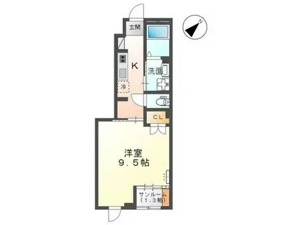 ポンテ アルコバレーノ(1K/1階)の間取り写真