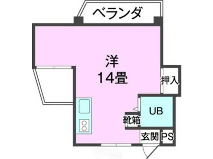 グリーンマンションII(ワンルーム/1階)の間取り写真