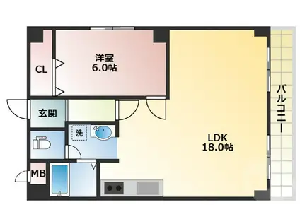 ベルデハイム(1LDK/4階)の間取り写真