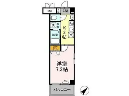 グランドパレス(1K/2階)の間取り写真