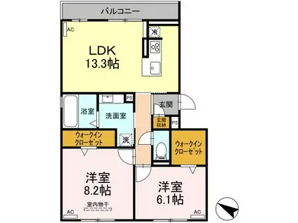ファミール駅西(2LDK/2階)の間取り写真