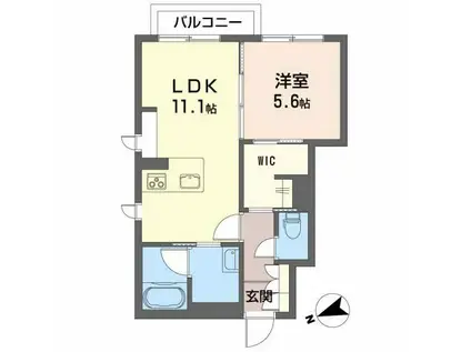 シャーメゾン アドバンス(1LDK/1階)の間取り写真