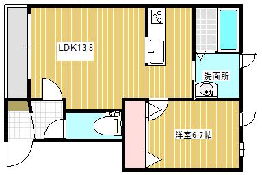 シュペル(1LDK/2階)の間取り写真