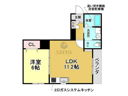 GRASMERE ノース(1LDK/1階)の間取り写真