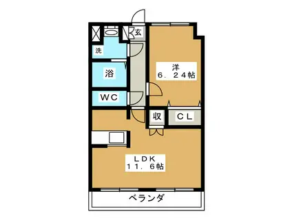 IDEAL(1LDK/1階)の間取り写真