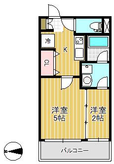 バリューIII(1K/1階)の間取り写真