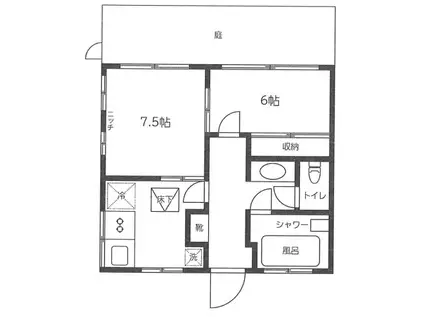 南ハウス(2DK/1階)の間取り写真