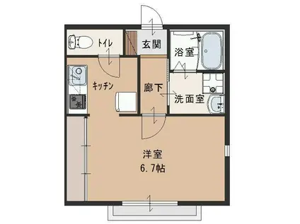 カーサ・テルセーロ(1K/1階)の間取り写真